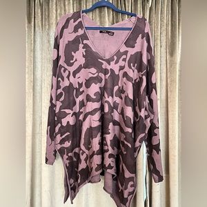 Knit camouflage tunic sweater.